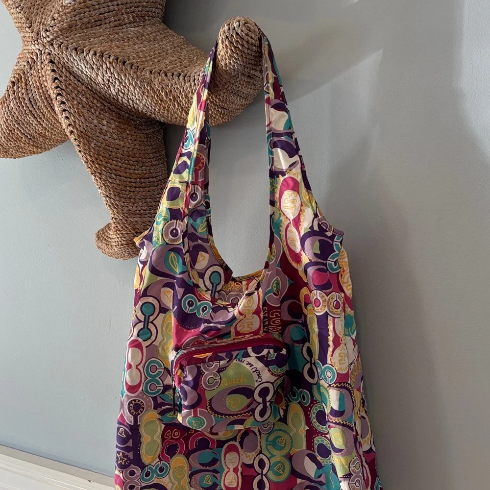 COACH poppy Glam Colorful Patterned Women's Bag Packable - Picture 4 of 7